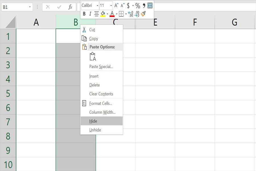 Giới thiệu cột và hàng trong Excel